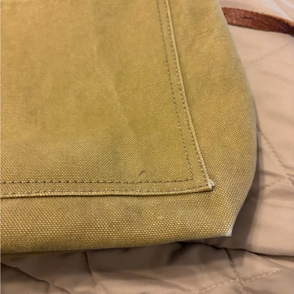 Madewell Olive Canvas Tote with Tan Leather Straps - Picture 3 of 7